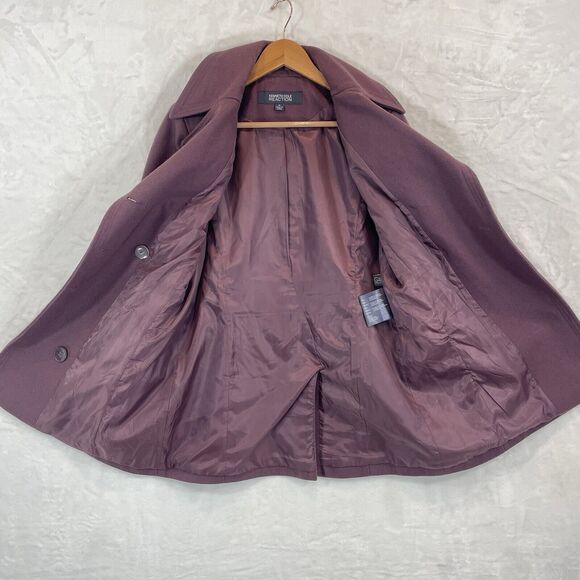 Kenneth Cole Reaction Double Breasted Peacoat Purple Plum Mauve Medium - Picture 7 of 15